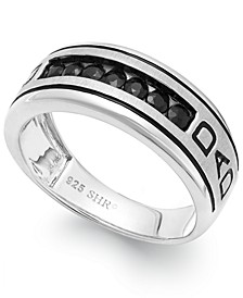 Men's Black Sapphire Engraved Dad Ring in Sterling Silver (3/4 ct. t.w.) or 14k Gold Over Silver