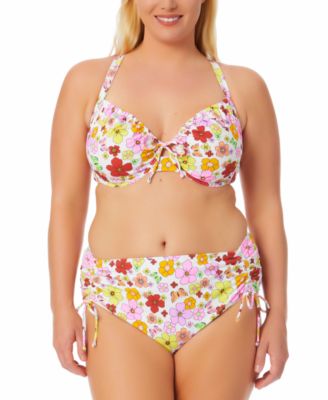 California Waves Plus Size Underwire Floral Bikini Top Bikini Bottoms