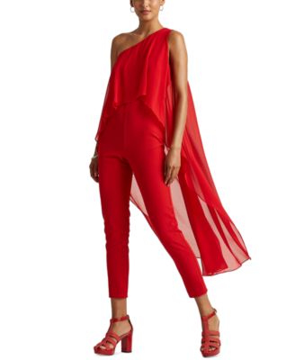 crepe one shoulder jumpsuit