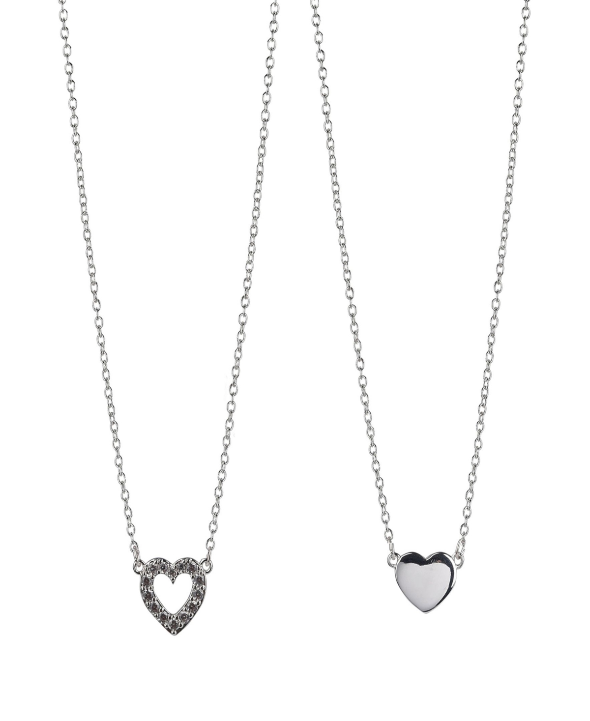 Fine Silver Plated Heart Pendant Mommy and Me Necklace Set, 2 Piece - Silver Plated