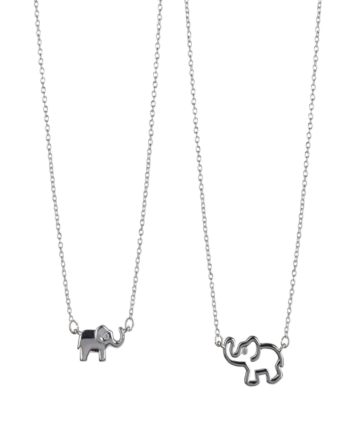 Fao Schwarz Fine Silver Plated Elephant Pendant Mommy and Me Necklace Set, 2 Piece
