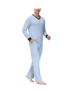 Men's Heat retaining Two Piece V-Neck & Lounge Pants Pajama Set