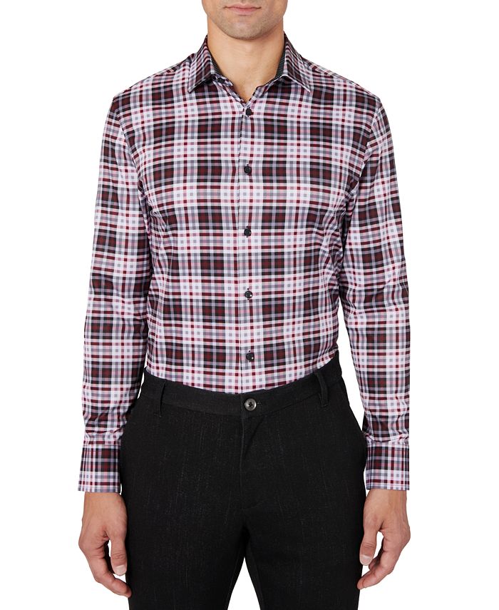 ConStruct Men's SlimFit Plaid Performance Stretch Cooling Comfort Dress Shirt Macy's