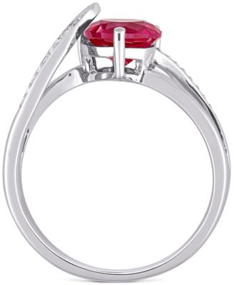 Lab-Grown Ruby (1-5/8 ct. t.w.) & Diamond (1/20 ct. t.w.) Heart Ring in Sterling Silver