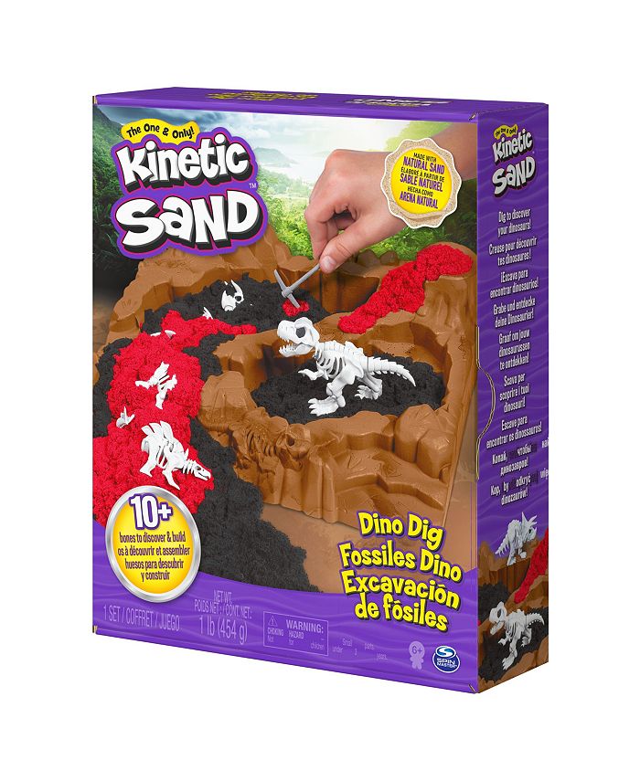 Kinetic Sand Dino Dig Playset with 10 Hidden Dinosaur Bones to Discover ...