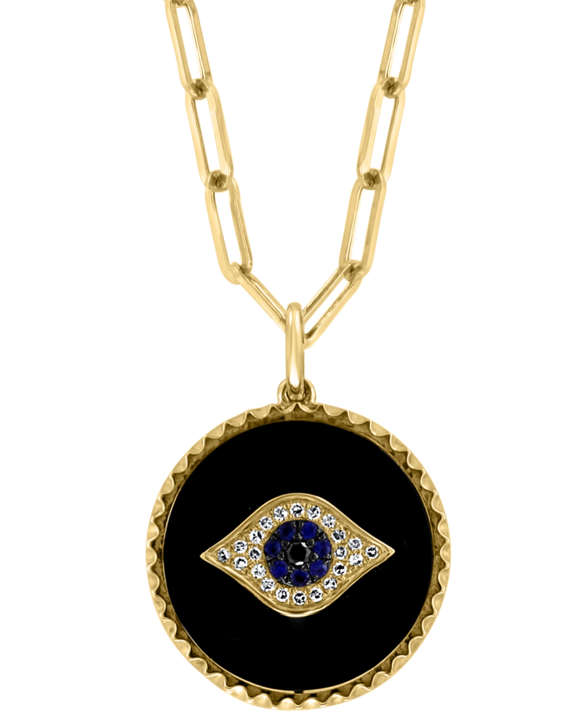 Effy Onyx, Sapphire (1/20 ct. t.w.) & Diamond (1/10 ct. t.w.) Evil Eye 18