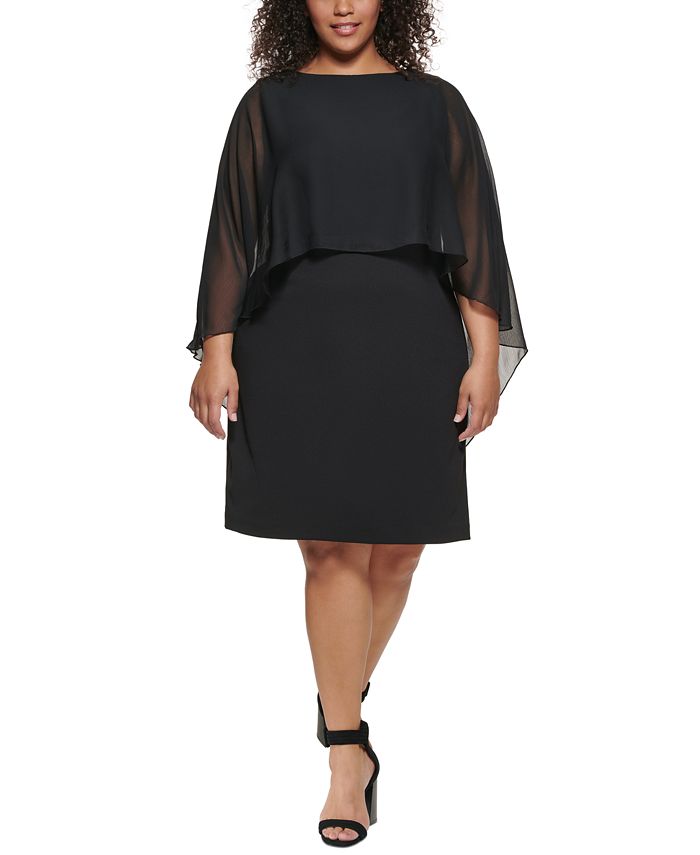 Calvin Klein Plus Size Popover Shift Dress & Reviews - Dresses - Plus ...