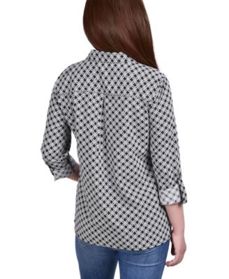売れ筋商品|||ニューヨークコレクション カットソー トップス レディース Petite Long Tab-Sleeve Blouse with Pockets Ivory NY Collection Petite Roll Tab Blouse - Walmart.com