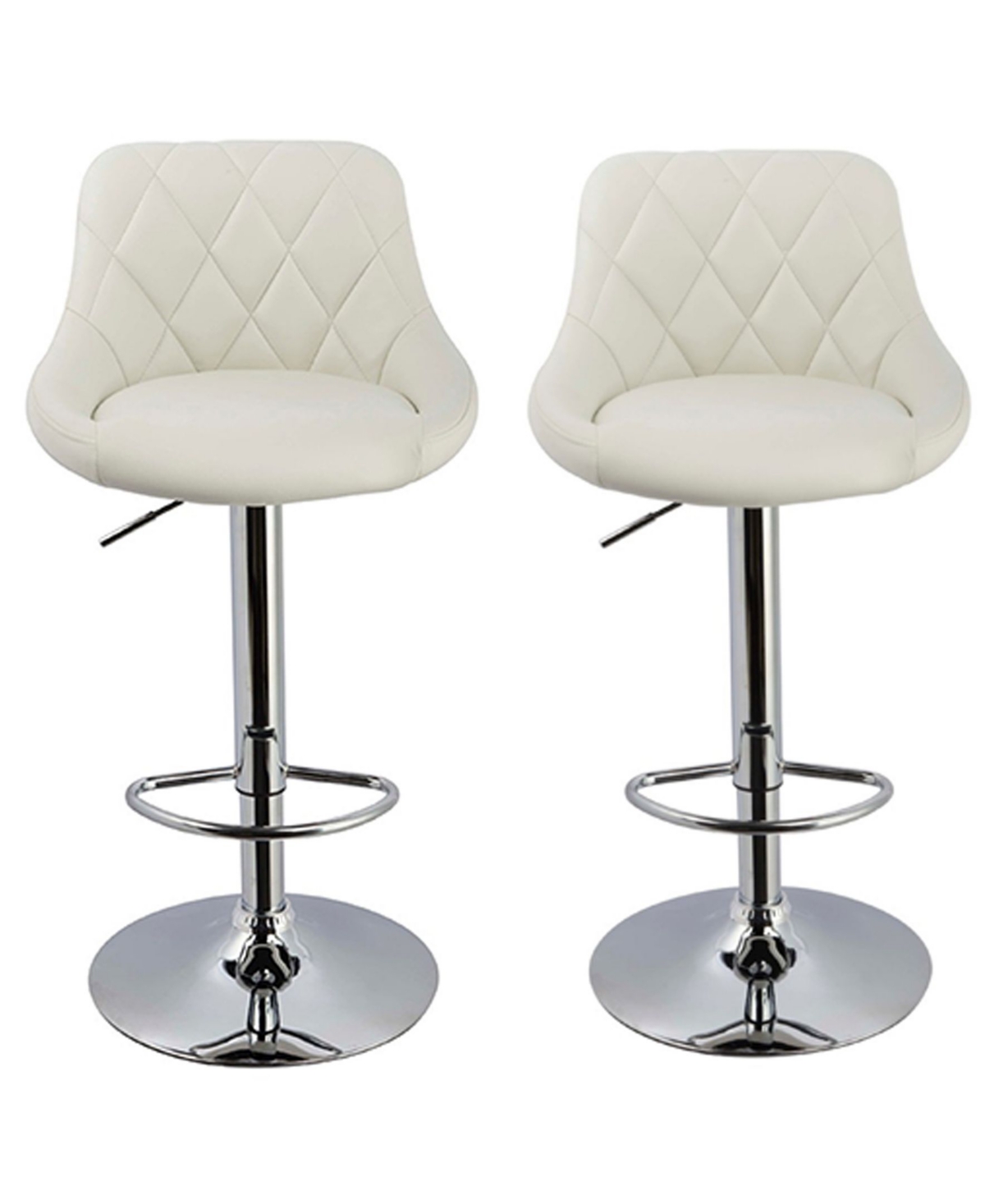 Best Master Furniture Claire Faux Leather Adjustable Swivel Bar Stools, Set Of 2 In White ModeSens