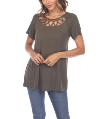Women's Crisscross Cutout Short Sleeve Top