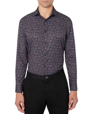 Tallia - Men's Slim-Fit Non-Iron Performance Stretch Floral Print Dress Shirt