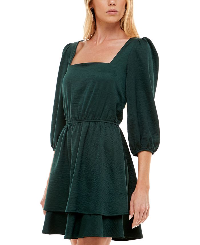 Speechless Juniors Satin Square Neck Dress Macy s