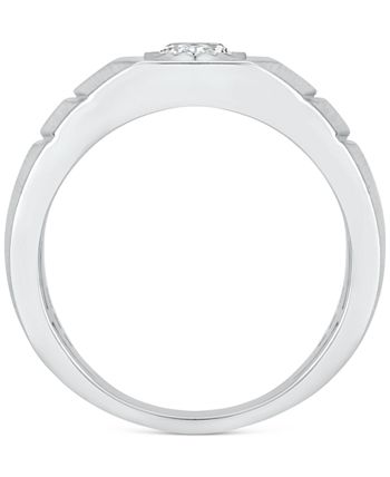 Macy's - Men's Certified Diamond (1/2 ct. t.w.) Wide Band Solitaire Engagement Ring in 14k White Gold