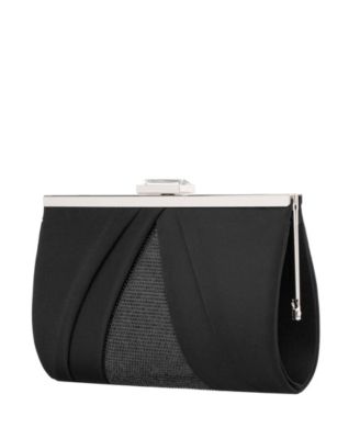 Women's Pleated Stain Crystal Frame Clutch