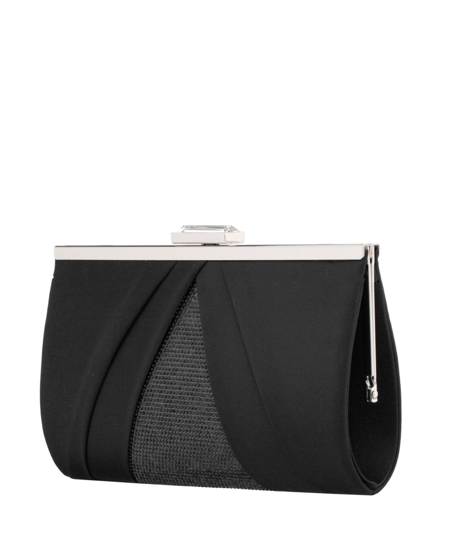 Женский клатч Nina Pleated Stain Crystal Frame Clutch, цвет: Чёрный — фото 3