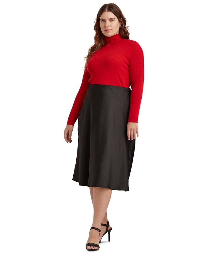 Lauren Ralph Lauren Plus-Size Satin Skirt - Macy's