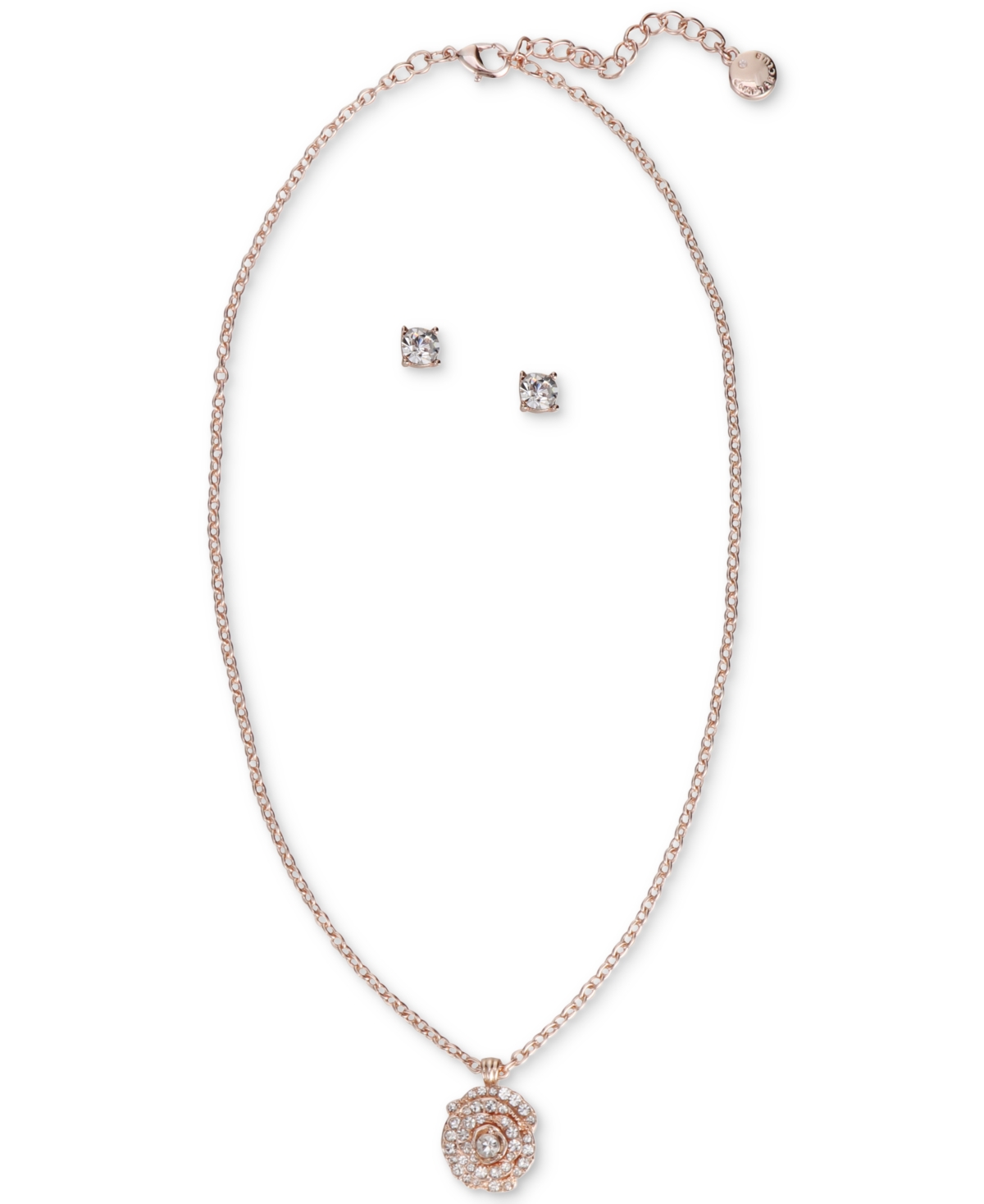 Charter Club Crystal Pendant Necklace and Earrings Set in 18K Rose Gold  Plate, Gold Plate or Fine Silver Plate, Created for Macy's - Macy's
