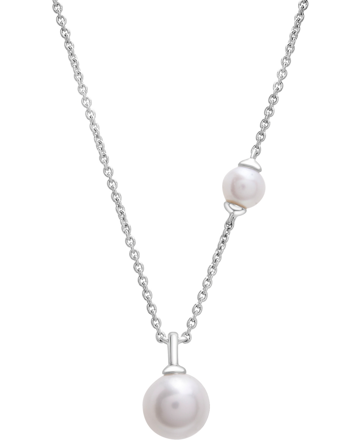 Cultured Freshwater Pearl (4-1/2 & 7mm) 18" Pendant Necklace in Sterling Silver - Sterling Silver