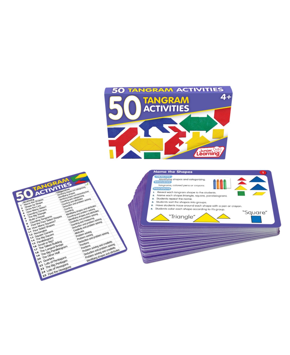 Junior Learning Kids' 50 Tangram Activities Educational Learning Set, 50 Cards In Multi