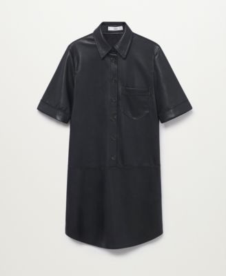 mango faux leather shirt dress MANGO Faux-Leather Shirt Dress
