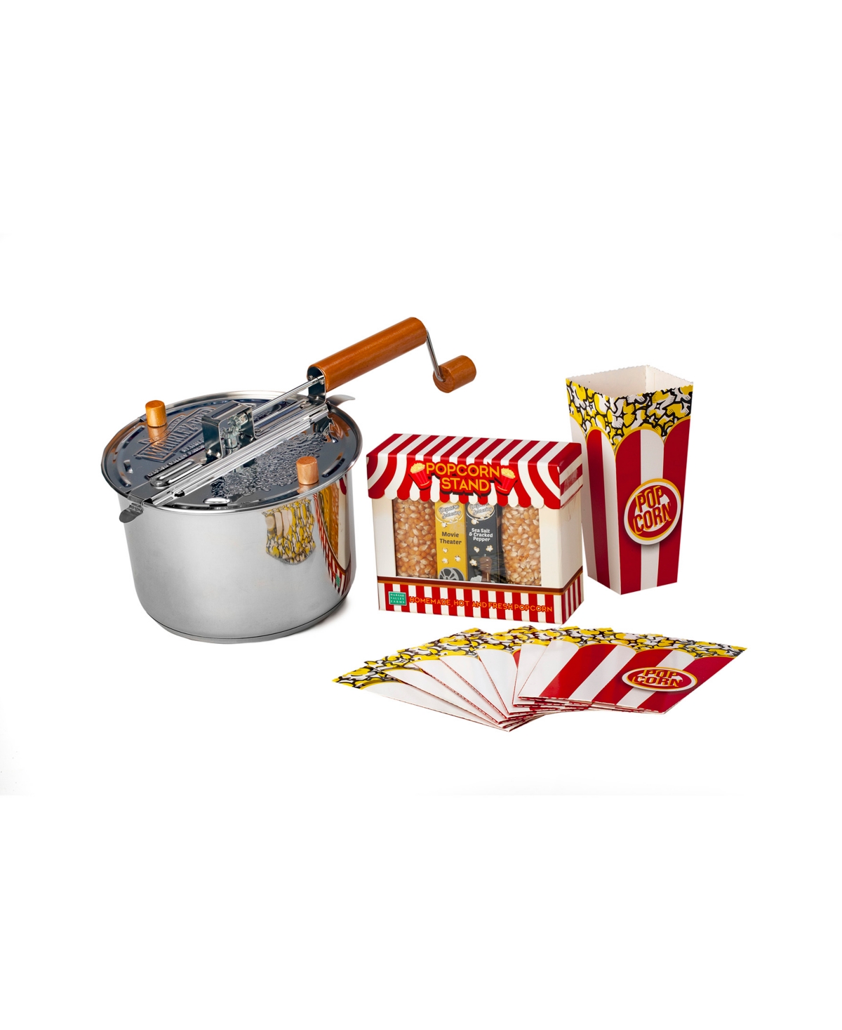 Wabash Valley Farms Old Fashioned Popcorn Stand Popping Kit Featuring Whirley-pop Stovetop Popper, Set Of 13