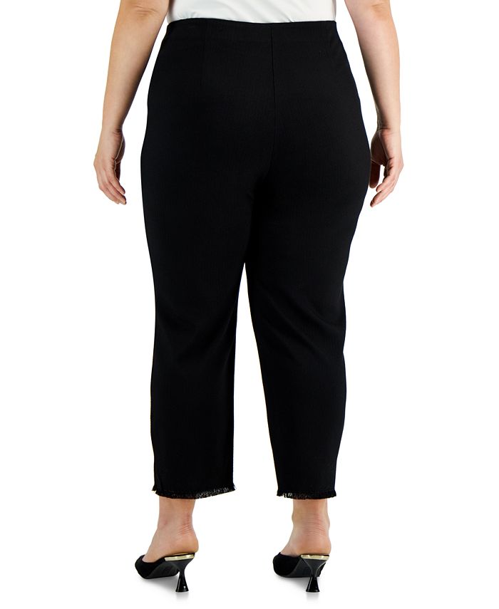 Alfani Plus Size Fringed-Hem Solid Ankle Pants, Created For Macy's - Macy's