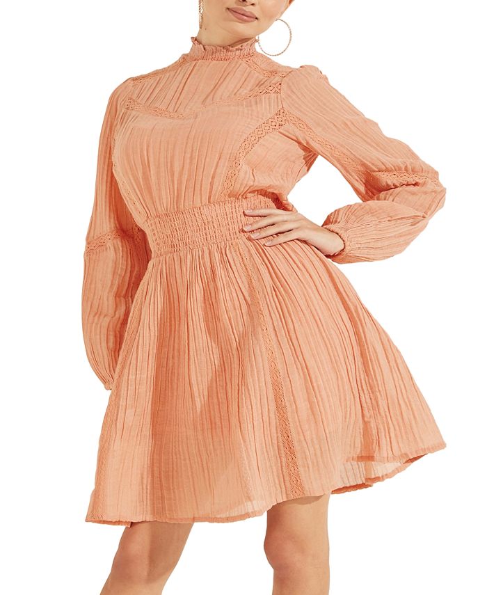GUESS - Estelle Smocked Puff-Sleeve Dress
