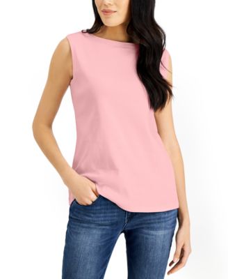 Karen Scott - Petite Cotton Boat-Neck Top