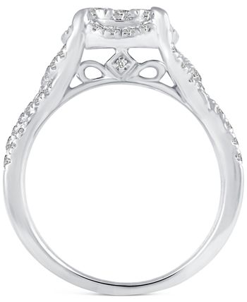 Macy's - Diamond Halo Cluster Engagement Ring (3/4 ct. t.w.) in 14k White Gold