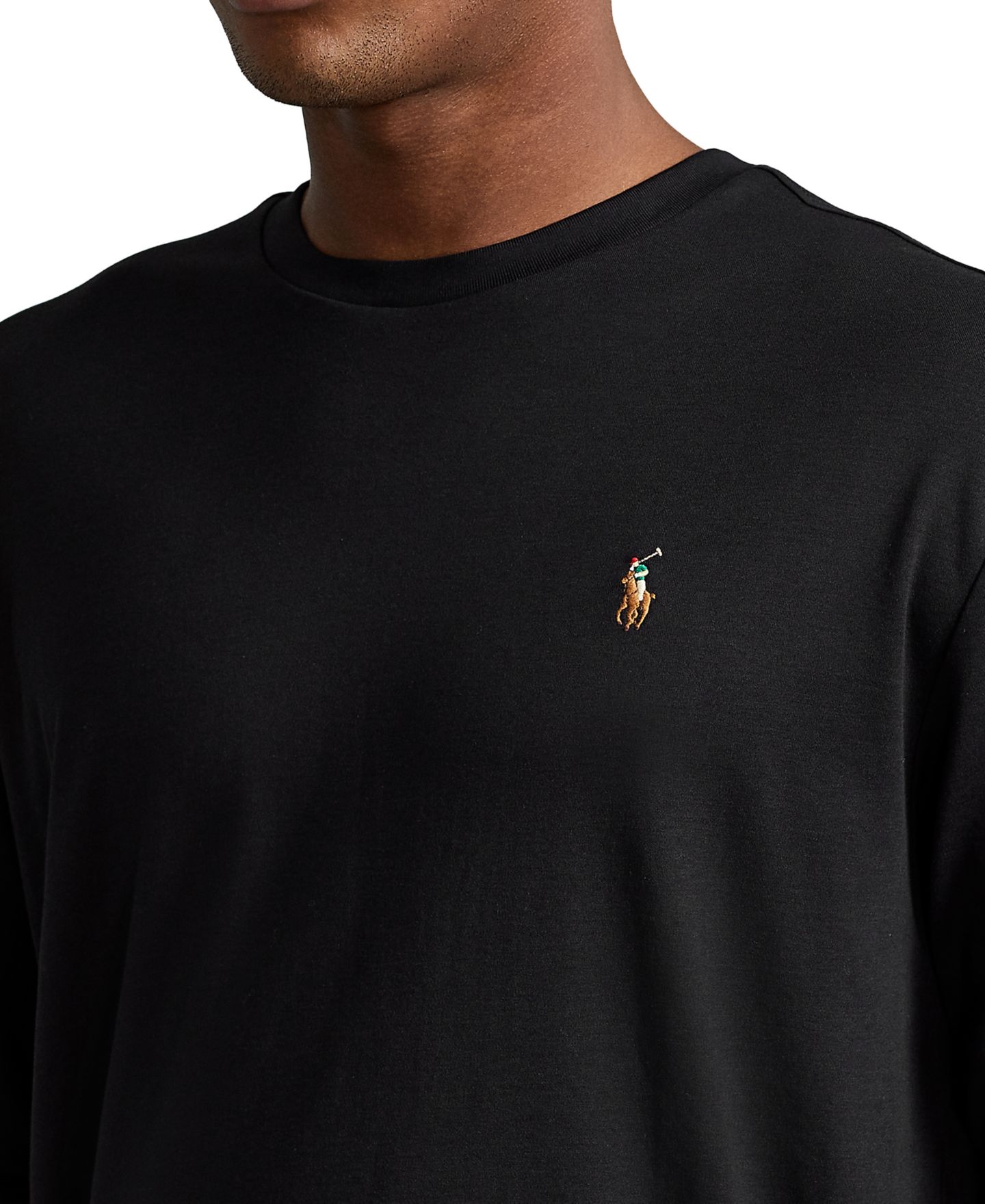 Мужская футболка Polo Ralph Lauren Classic-Fit Soft Cotton Crewneck, цвет: Чёрный — фото 3