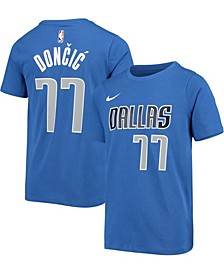 Youth Luka Doncic Blue Dallas Mavericks Name & Number Performance T-shirt