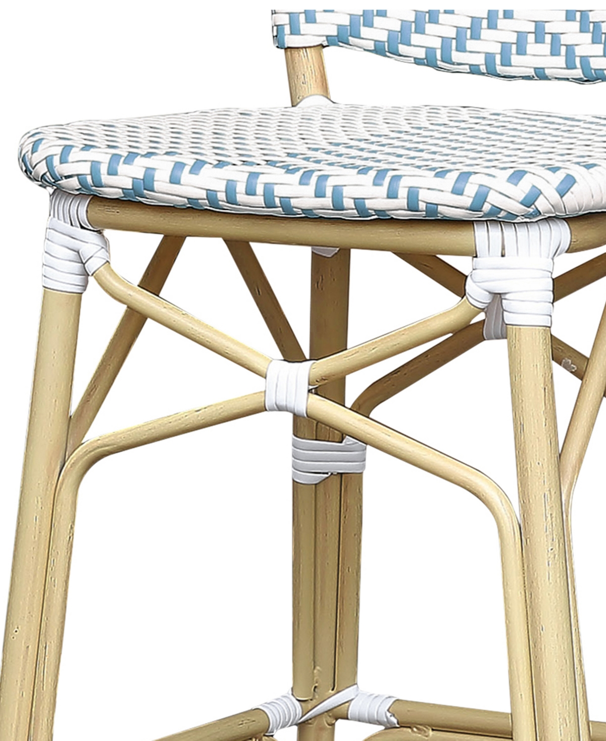 Chelimo Patio Bar Chair with Footrest, Set of 2 - Blue, White