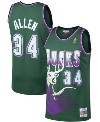 Men's Ray Allen Kelly Green Milwaukee Bucks 1996-97 Hardwood Classics Swingman Jersey