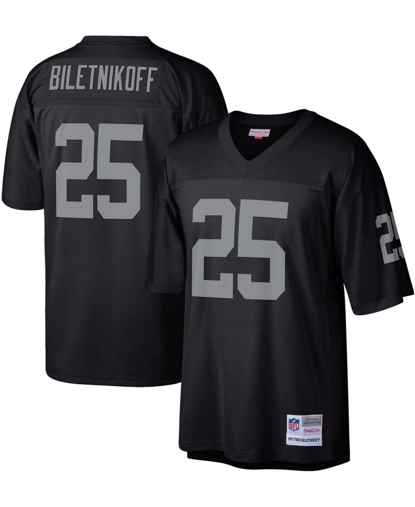 Мужской топ Mitchell & Ness Fred Biletnikoff Black Las Vegas Raiders Retired Player Legacy Replica Jersey — фото 1