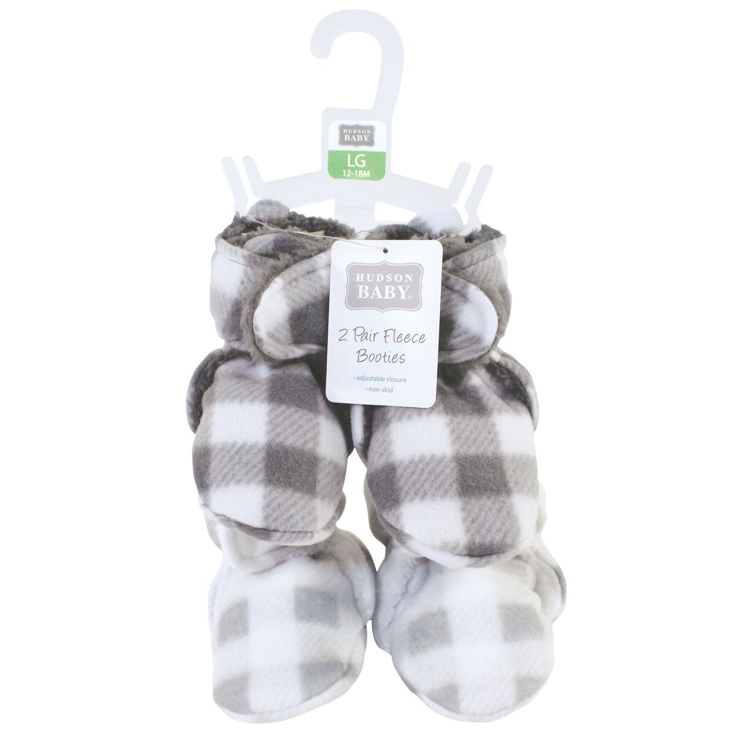 Обувь Hudson Baby Unisex Cozy Unisex Animal-Inspired Fleece Footwear Duo для мальчиков-малышей, цвет: Угольный серый белый клетчатый — фото 2