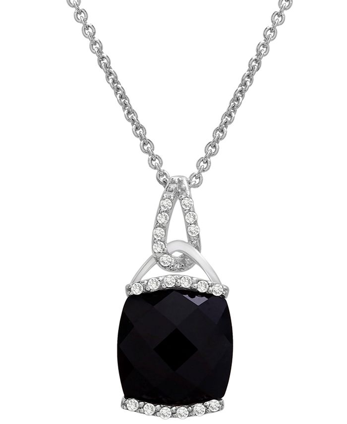 Macy's 2-Pc. Set Onyx & Diamond (1/10 ct. tw.) Pendant Necklace ...