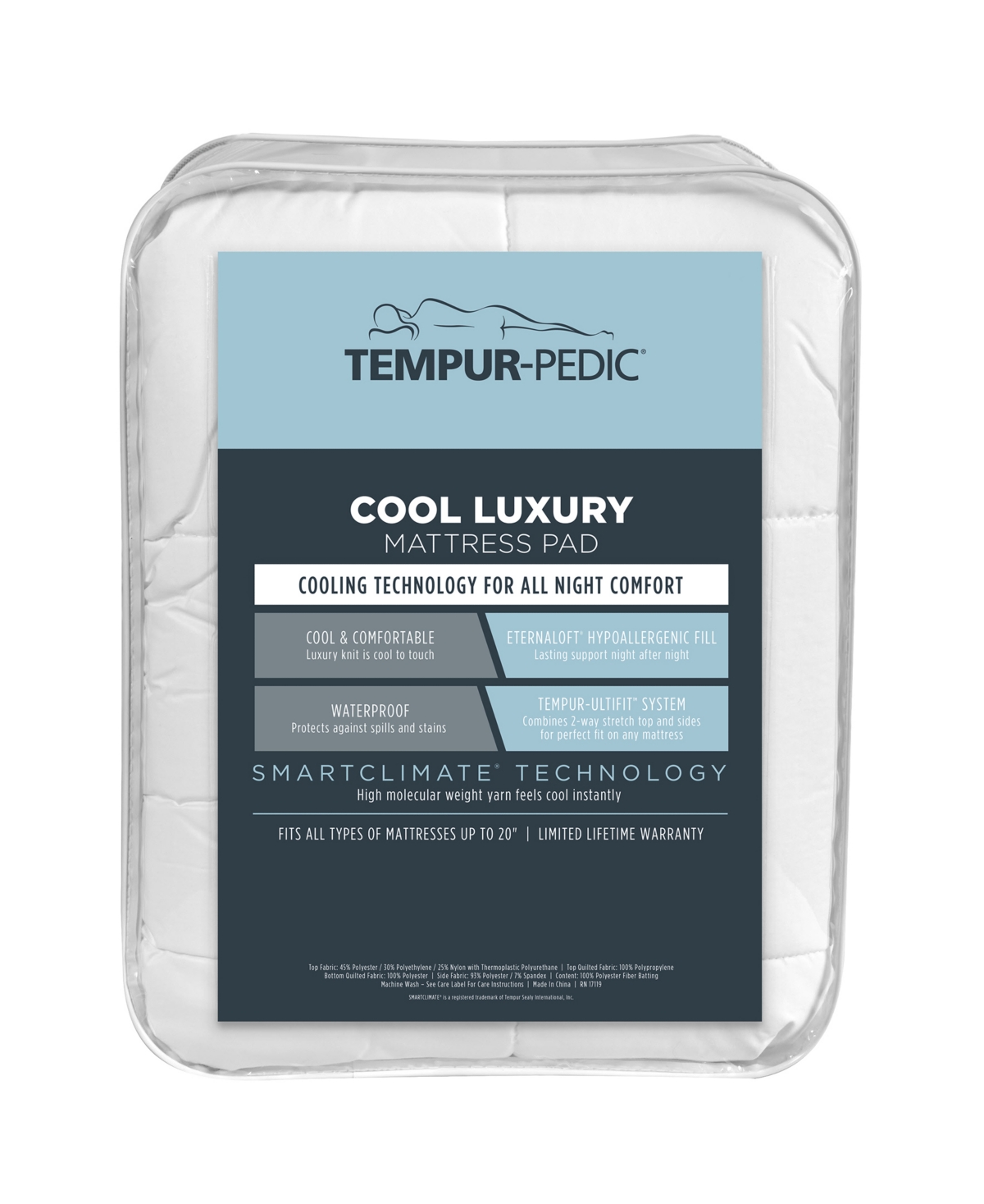 Tempur-Pedic Cool Luxury Mattress Pad, Queen