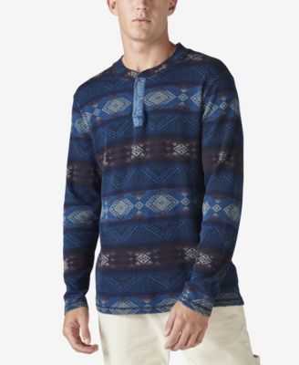 Washed Snap-Button Henley Sweater 