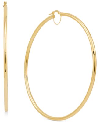 Macy's Polished Bridge Hoop Earrings Collection In 10k Gold In Yellow Gold