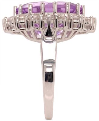 Amethyst (10 ct. t.w.) & White Topaz (2 ct. t.w.) Oval Halo Ring in Sterling Silver (Also in Mystic Quartz & Green Quartz)