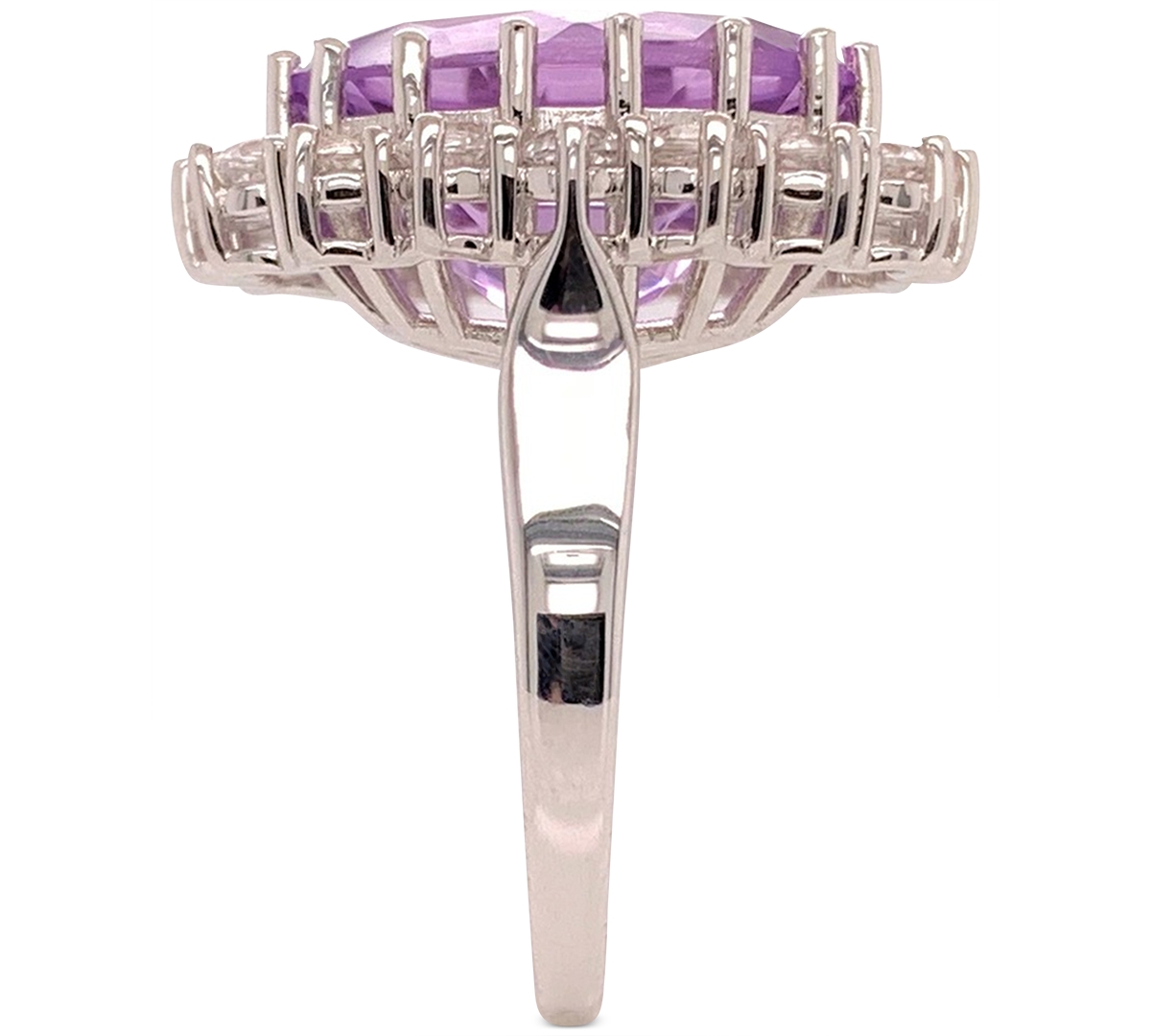 (10 ct. t.w.) & White Topaz (2 ct. t.w.) Oval Halo Ring in Sterling Silver (Also in Mystic Quartz & Green Quartz) - Amethyst