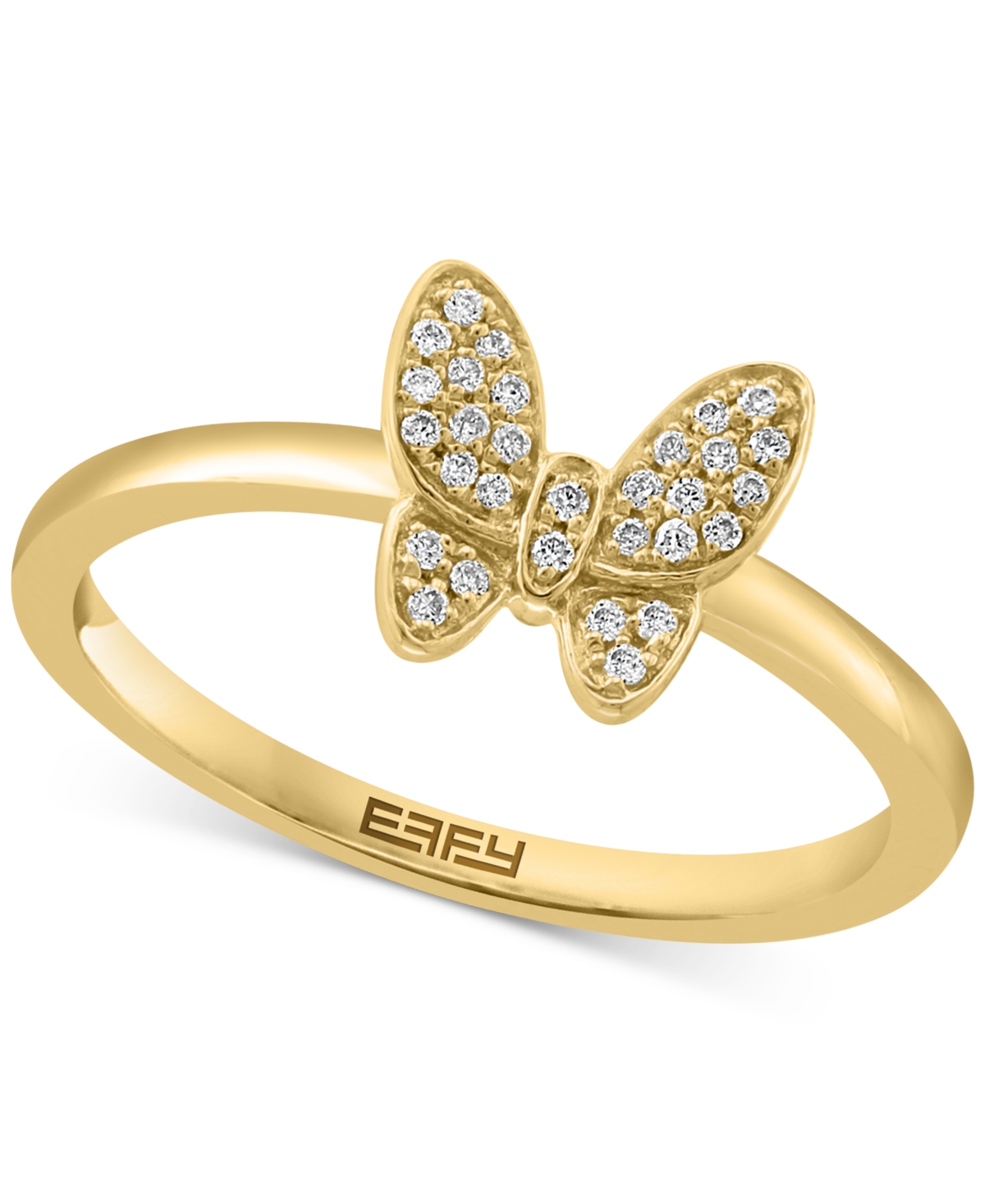 Effy Diamond Butterfly Ring (1/10 ct. t.w.) in Sterling Silver or 14k Gold-Plated Sterling Silver - Gold-Plated Sterling Silver