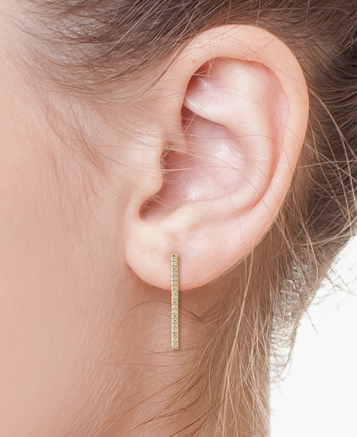 Effy Diamond Linear Drop Earrings (1/10 ct. t.w.) in Sterling Silver or 14k Gold-Plated Sterling Silver - Gold-Plated Sterling Silver