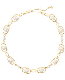 Gold-Tone Imitation Pearl Statement Necklace, 18" + 3" extender