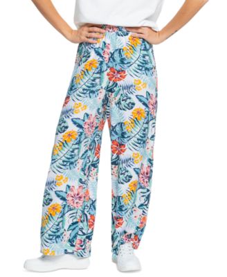 Roxy - Juniors' Midnight Song Floral-Print Wide-Leg Pants