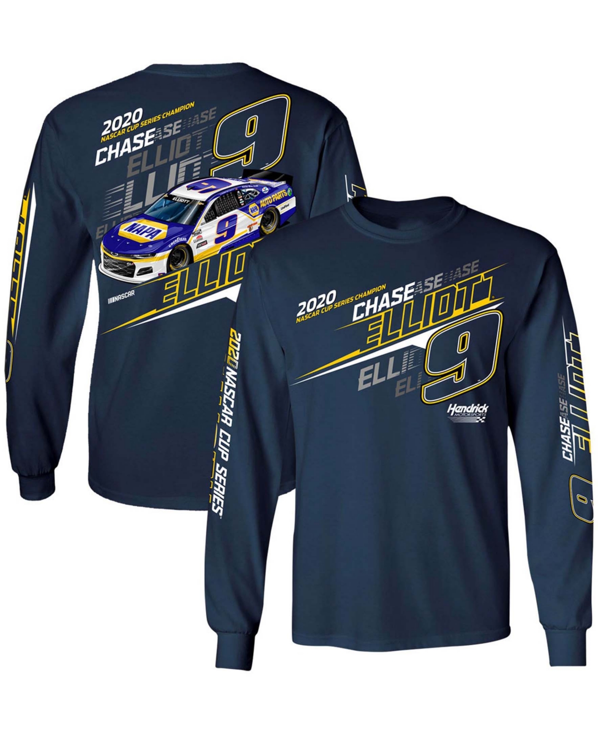 Hendrick Motorsports Team Collection Men's Navy Chase Elliott Napa 4-Spot Long Sleeve T-shirt