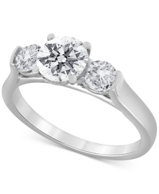 Macy's - Diamond Three Stone Engagement Ring (1-1/2 ct. t.w.) in 14k White Gold