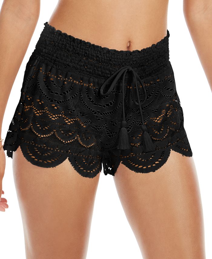 Miken Juniors' Scalloped Lace Cover-Up Shorts, Created for Macy's