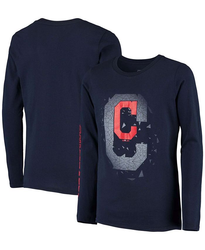 Outerstuff Big Boys Navy Cleveland Indians Platinum Logo Long