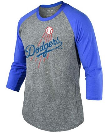 Majestic Threads Los Angeles Dodgers Tri-Blend Logo Long Sleeve T